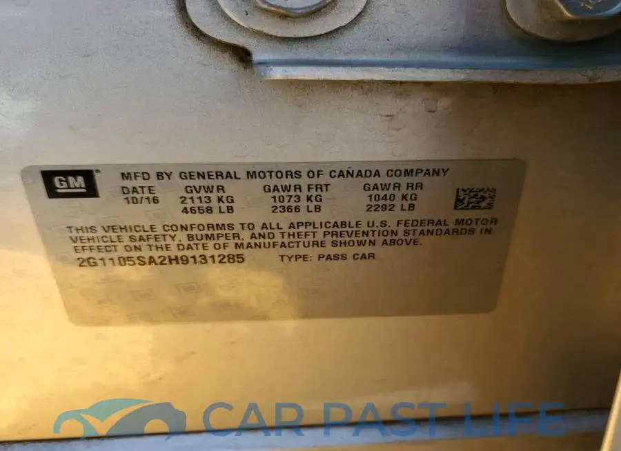 2G1105SA2H9131285# 12