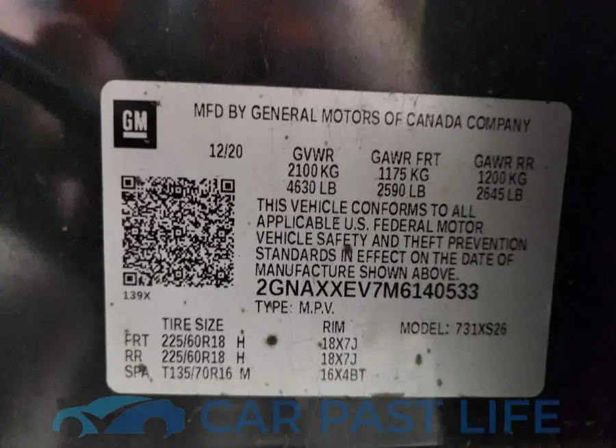 2GNAXXEV7M6140533# 13