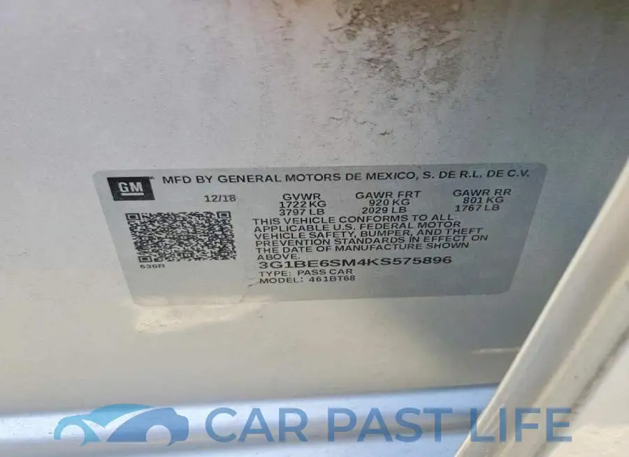 3G1BE6SM4KS575896# 13