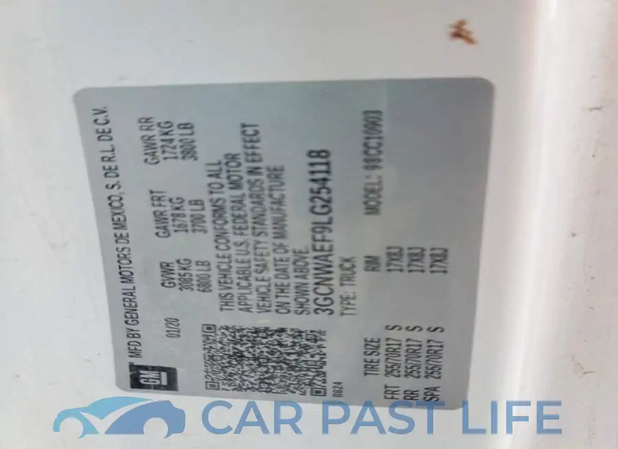 3GCNWAEF9LG254118# 12