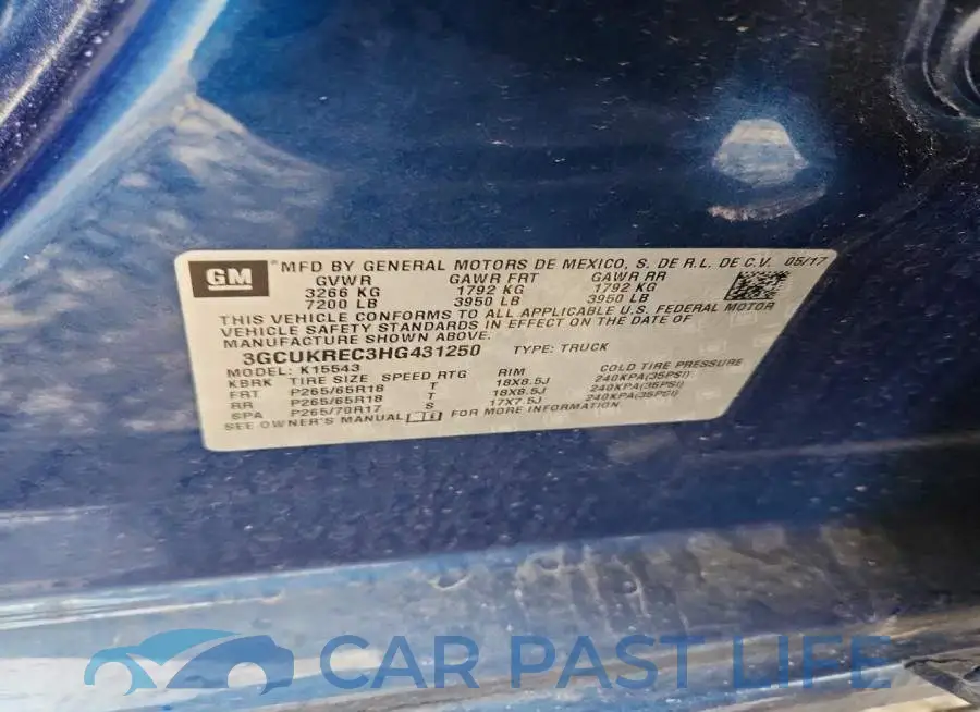 3GCUKREC3HG431250# 12