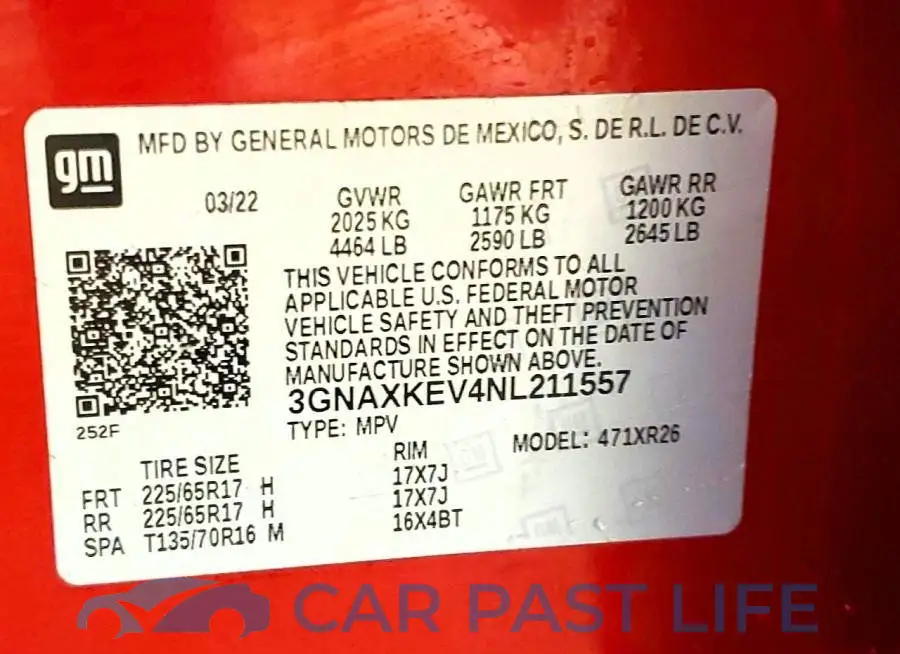 3GNAXKEV4NL211557# 14