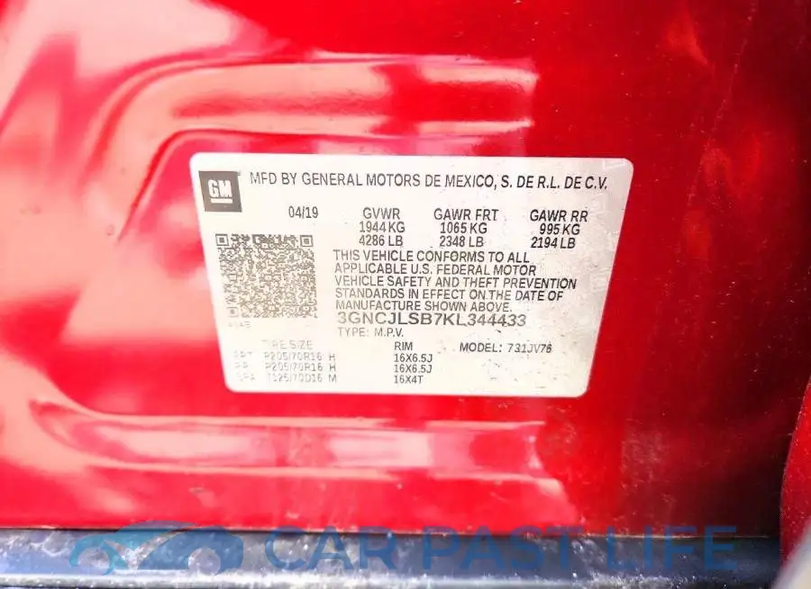 3GNCJLSB7KL344433# 12