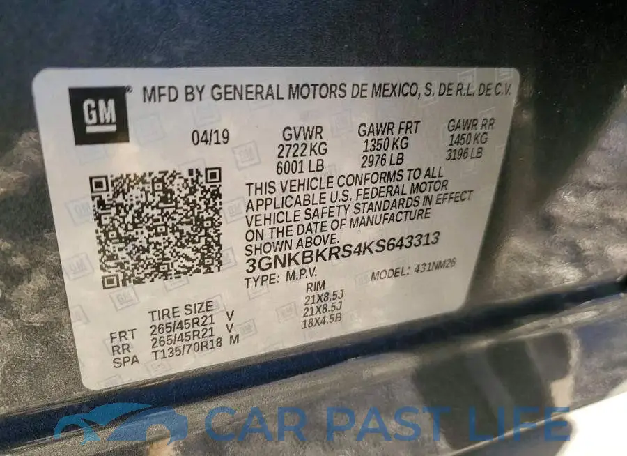 3GNKBKRS4KS643313# 12