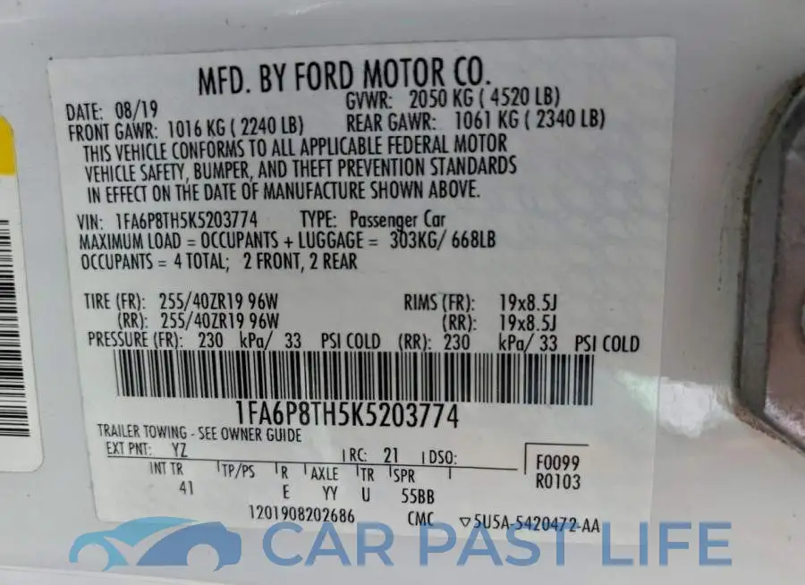 1FA6P8TH5K5203774# 12