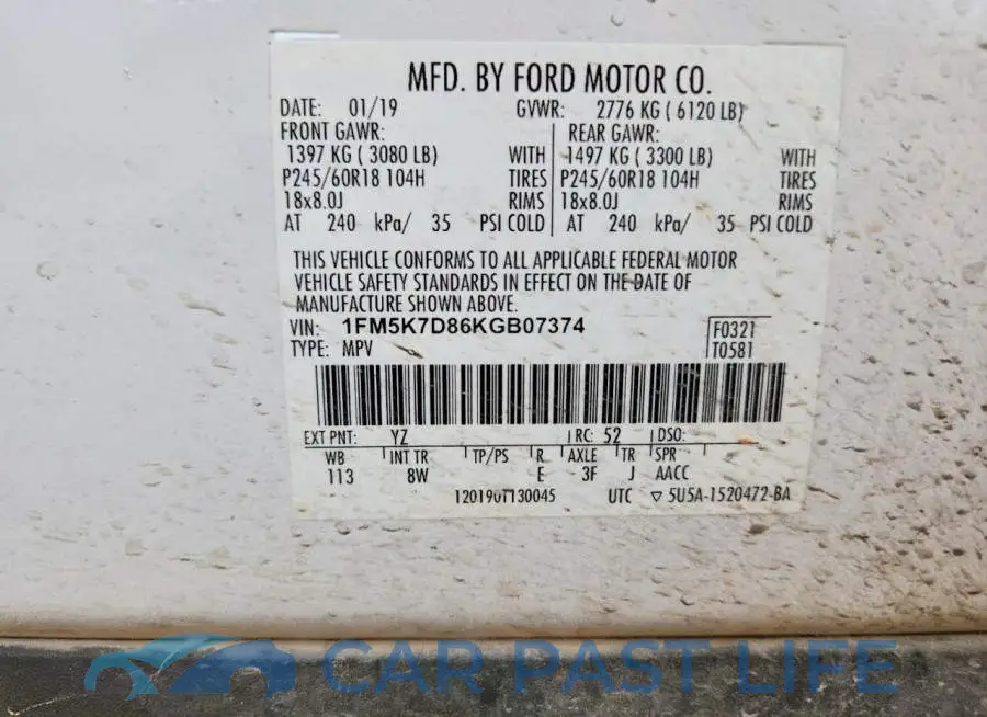 1FM5K7D86KGB07374# 14
