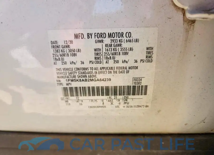 1FM5K8AB2MGA64239# 14