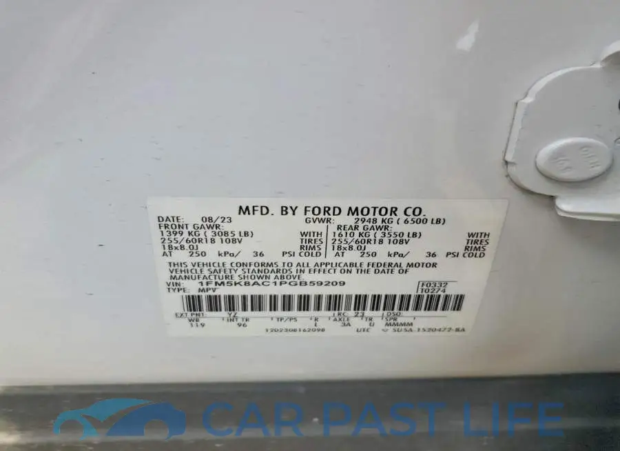 1FM5K8AC1PGB59209# 13