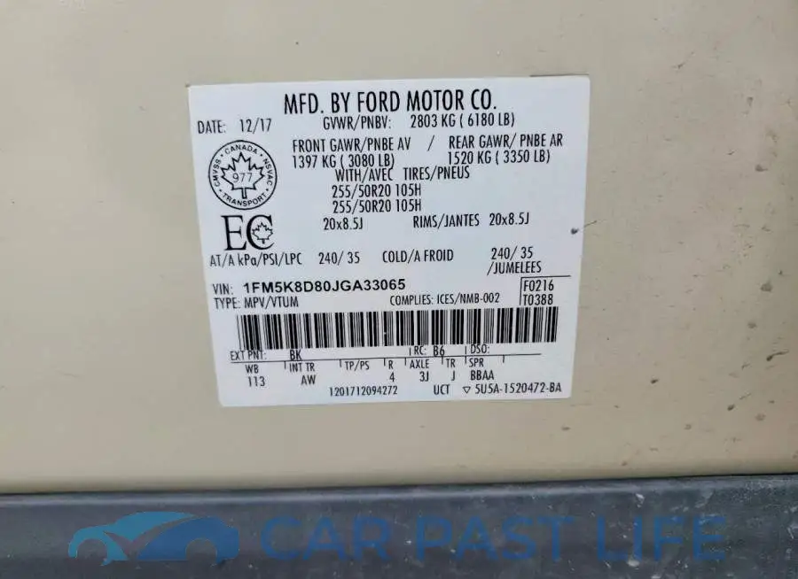 1FM5K8D80JGA33065# 14