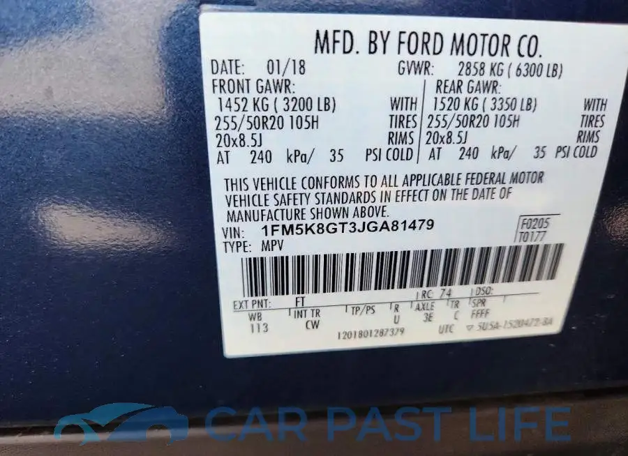 1FM5K8GT3JGA81479# 12