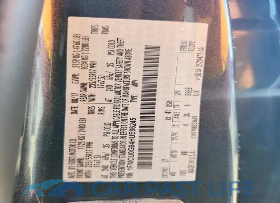 1FMCU0G94HUE66245# 12