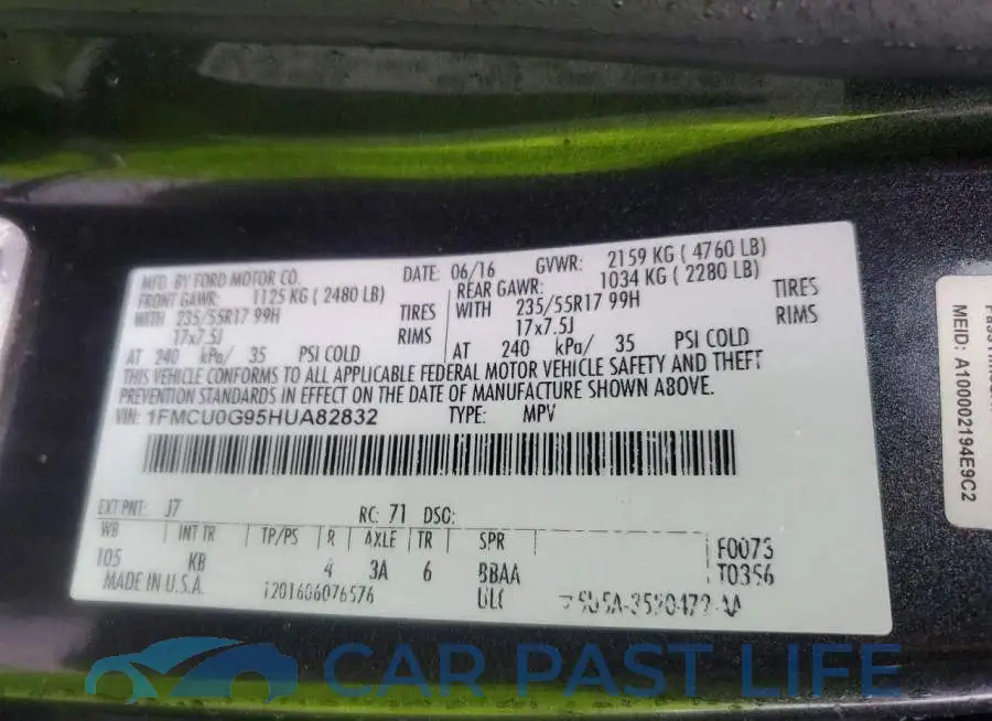1FMCU0G95HUA82832# 12