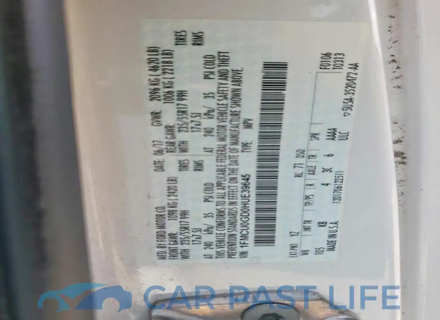 1FMCU0GD0HUE39645# 12