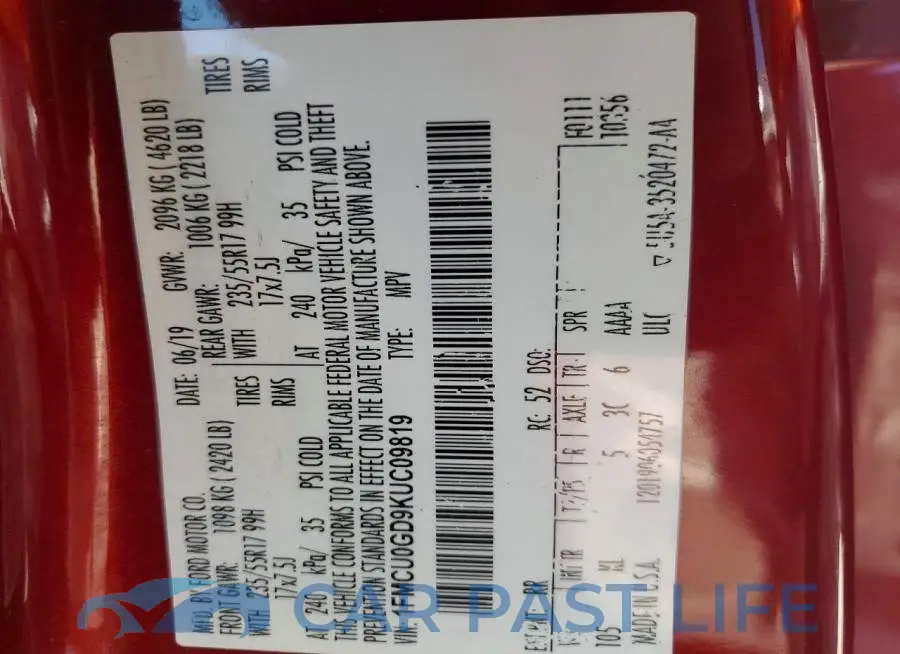 1FMCU0GD9KUC09819# 12