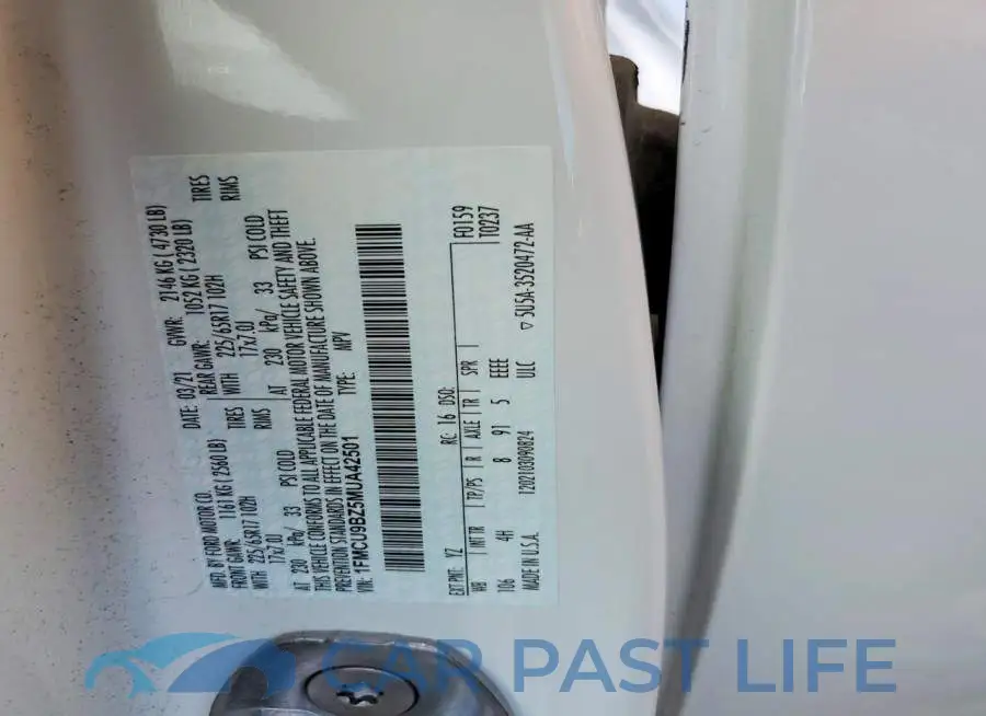 1FMCU9BZ5MUA42501# 12
