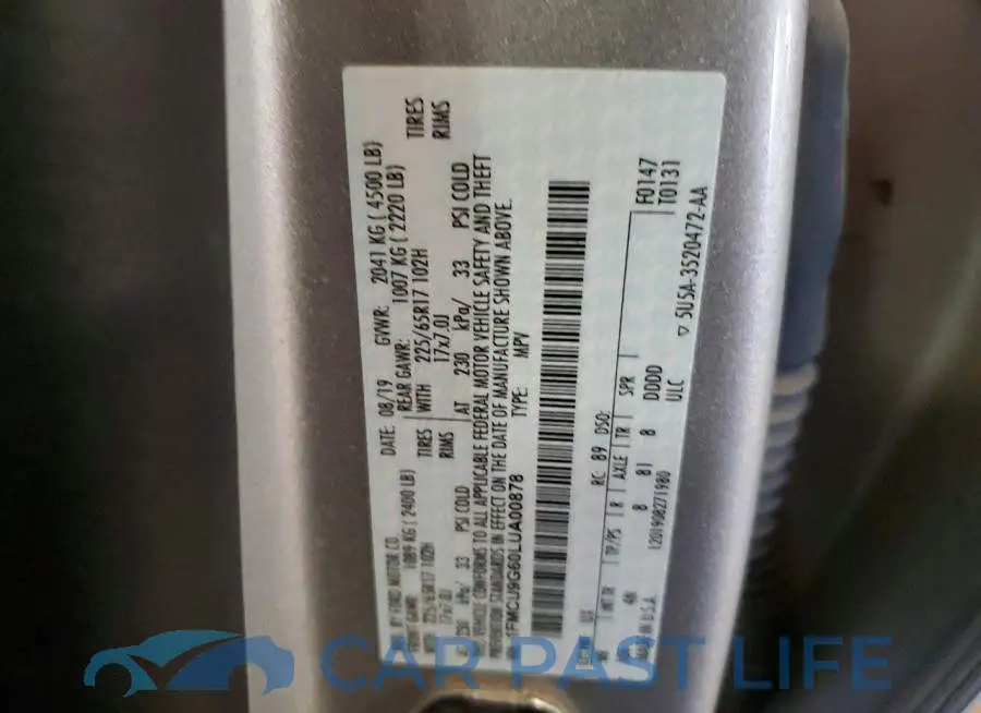 1FMCU9G60LUA00878# 13