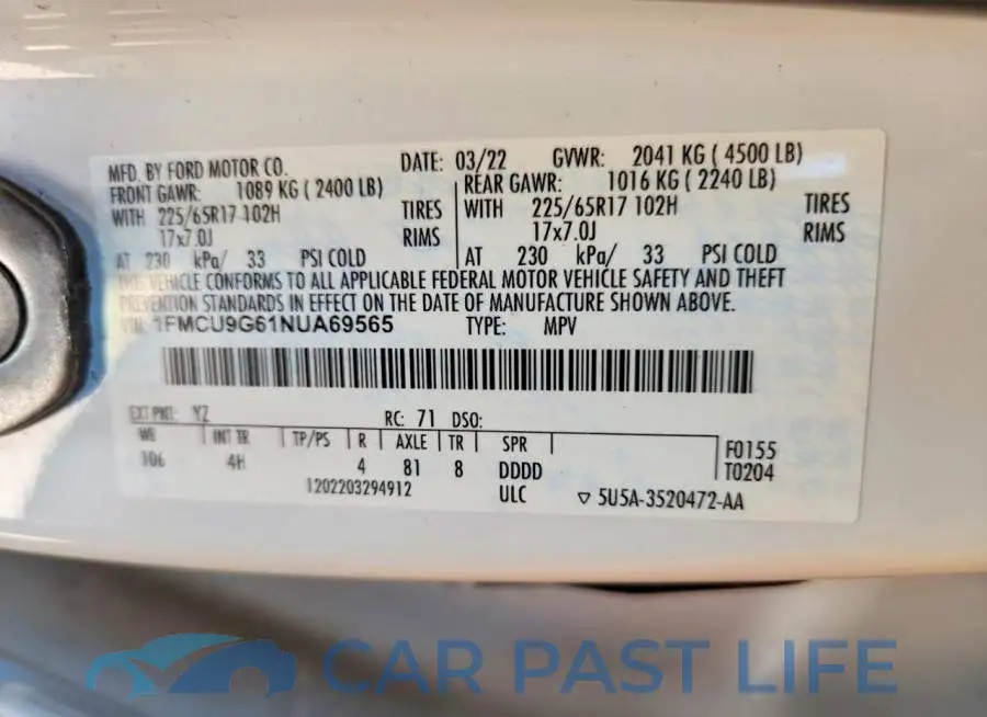 1FMCU9G61NUA69565# 13