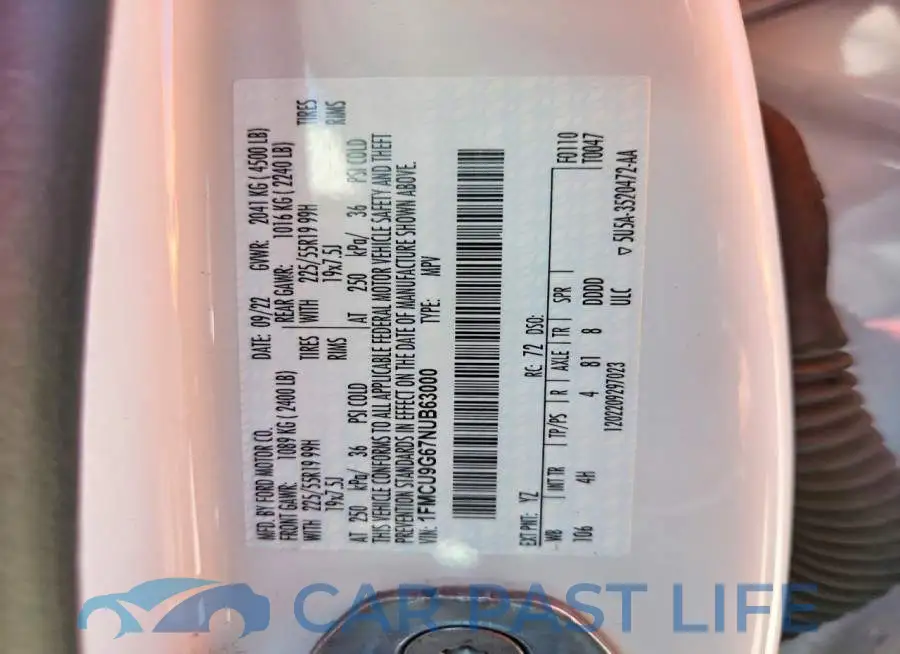 1FMCU9G67NUB63000# 14