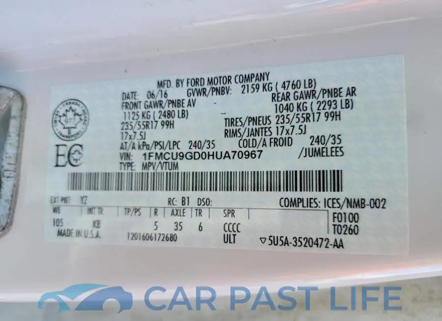 1FMCU9GD0HUA70967# 13