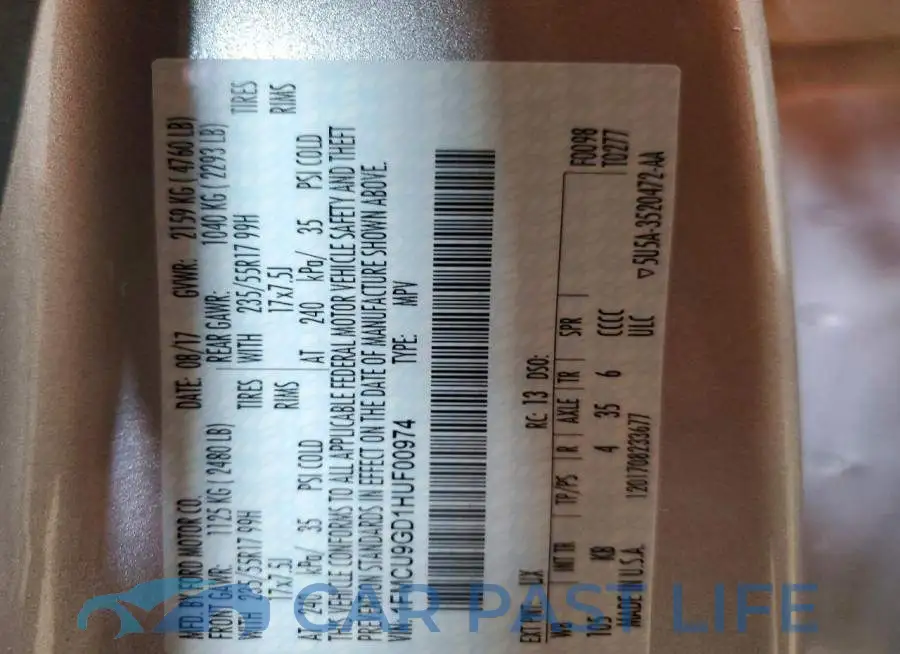 1FMCU9GD1HUF00974# 13