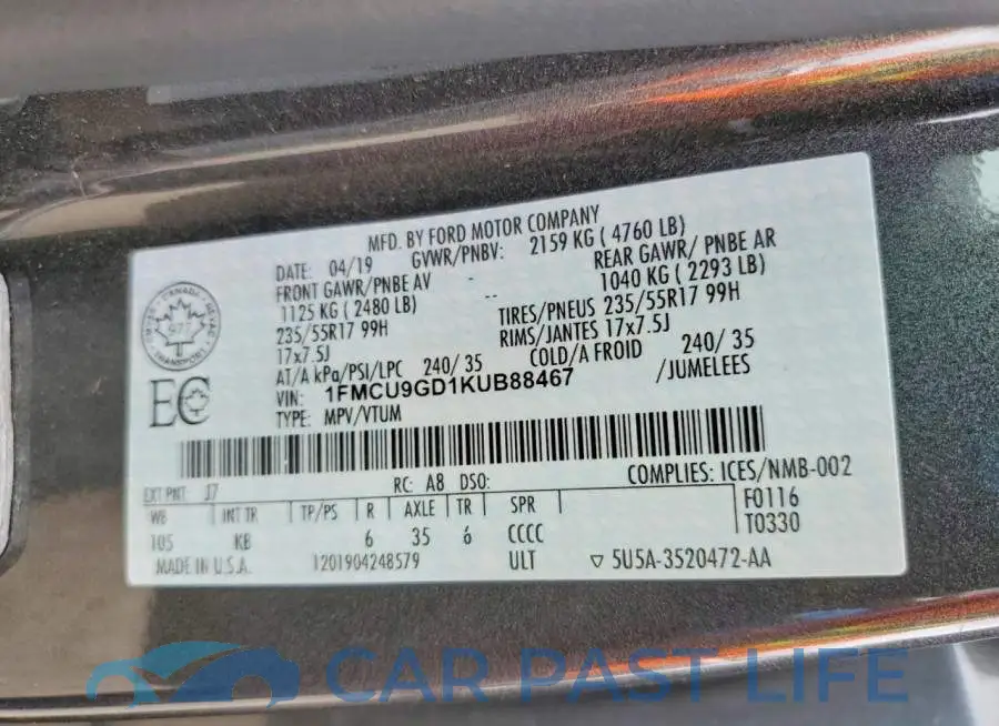 1FMCU9GD1KUB88467# 13