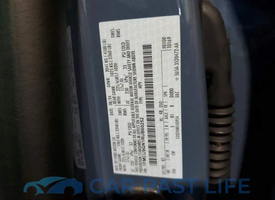 1FMCU9GN1RUB60252# 13