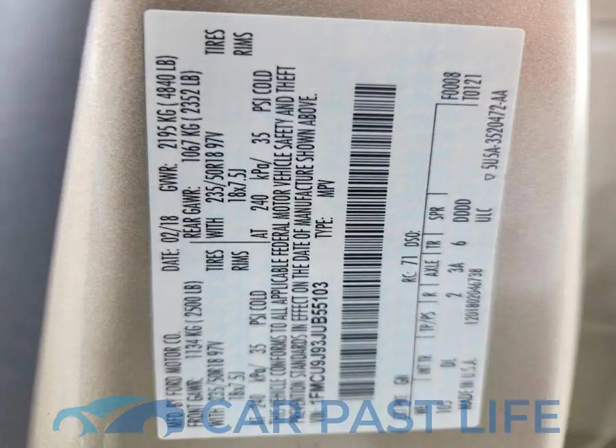 1FMCU9J93JUB55103# 13