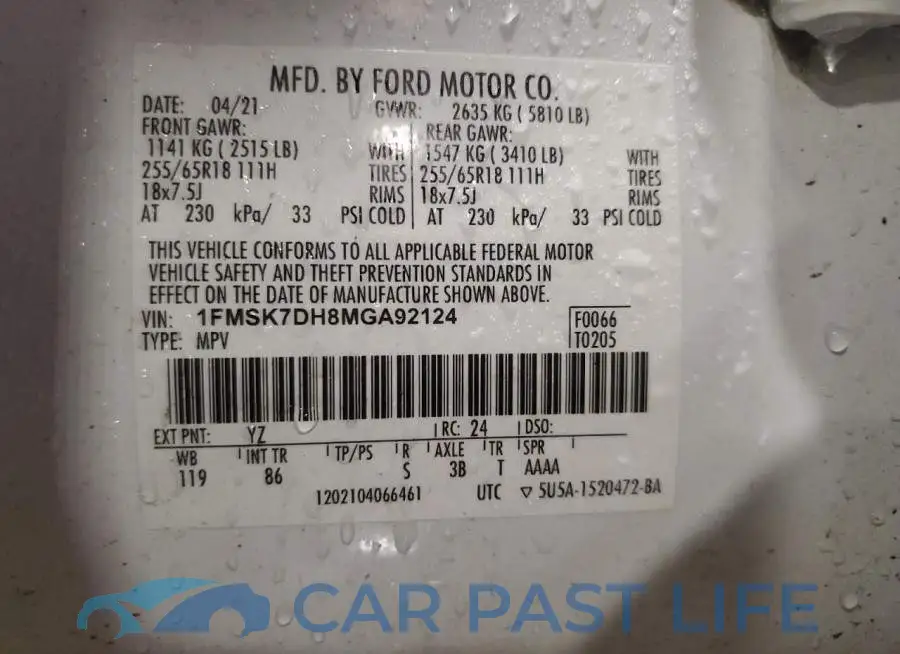 1FMSK7DH8MGA92124# 12