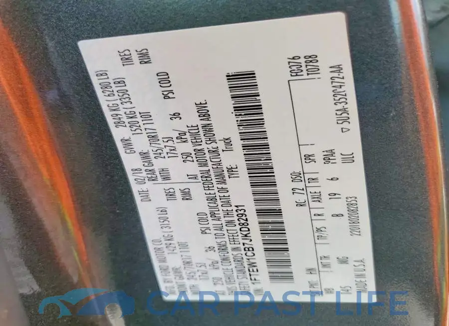 1FTEW1CB7JKD82931# 12