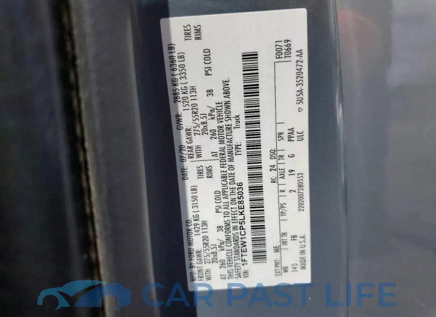 1FTEW1CP5LKE85036# 12