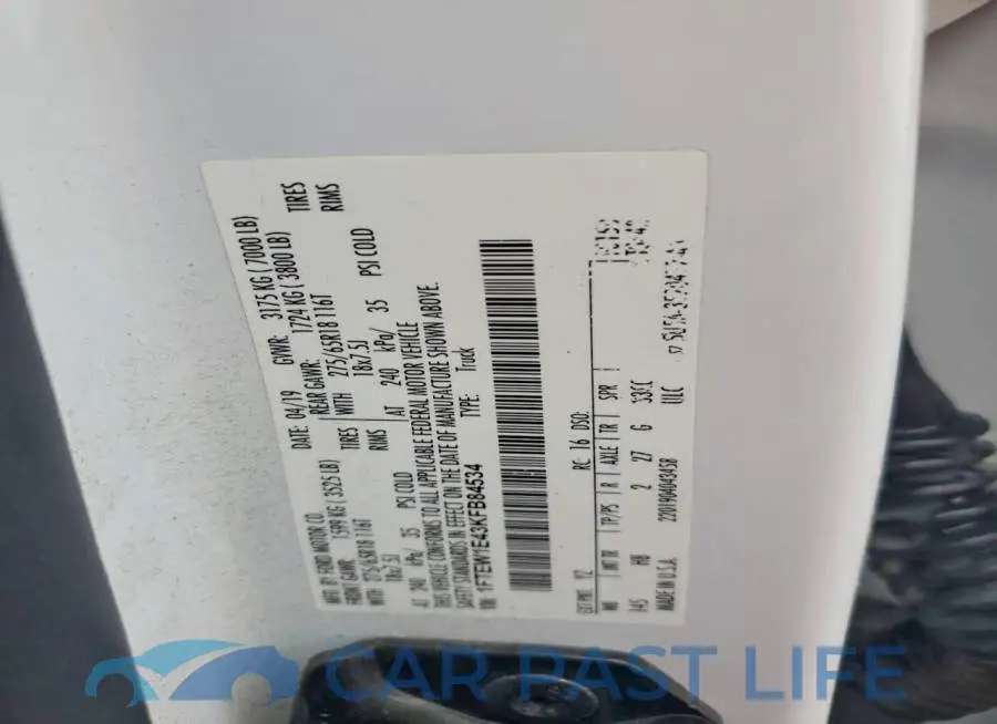 1FTEW1E43KFB84534# 12
