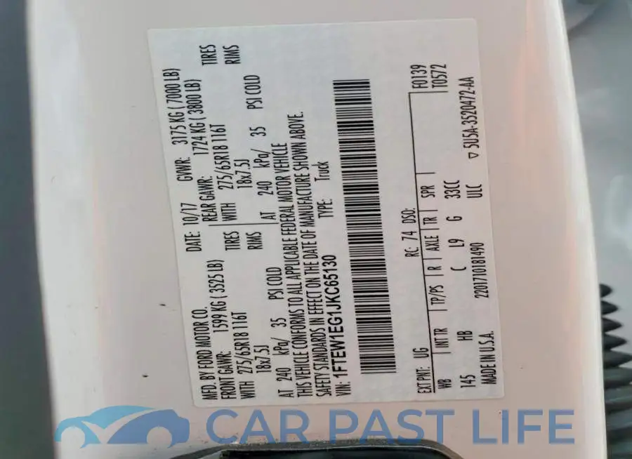 1FTEW1EG1JKC65130# 13