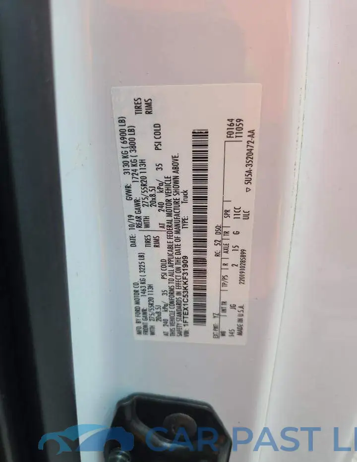1FTEX1C53KKF31909# 12