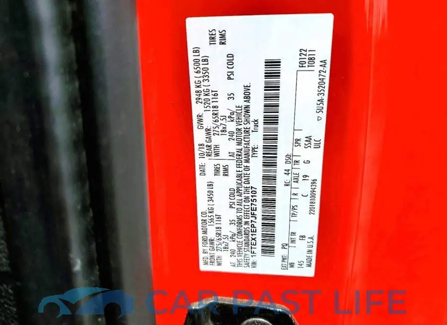 1FTEX1EP7JFE75107# 12