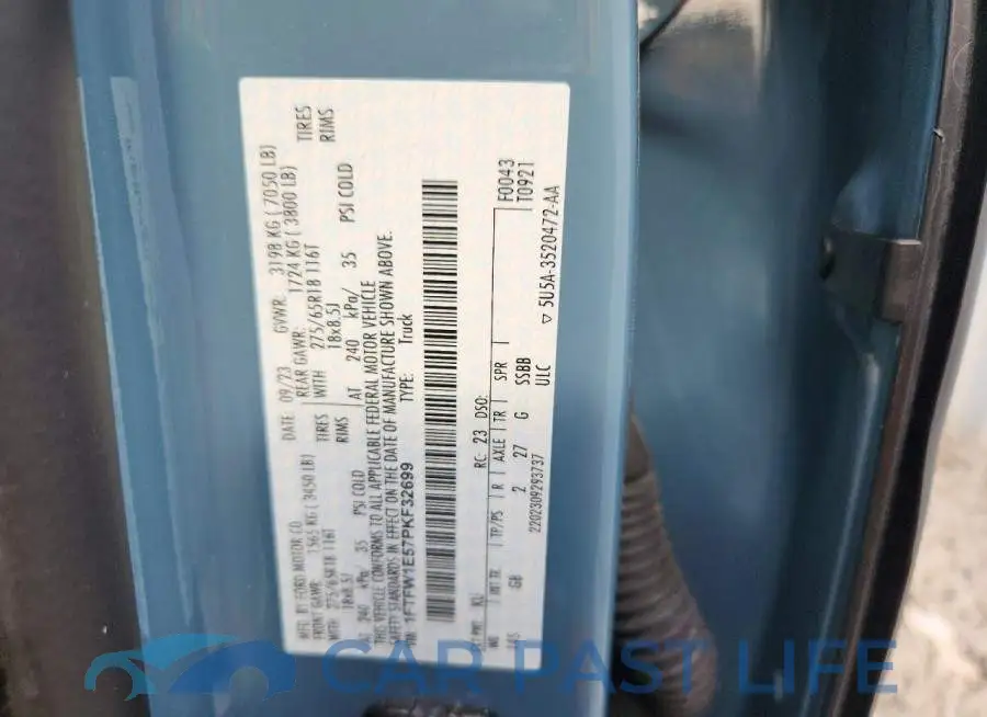 1FTFW1E57PKF32699# 12