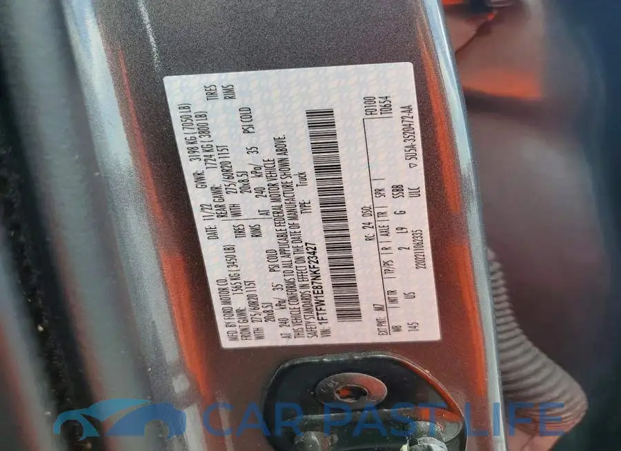 1FTFW1E87NKF23427# 12