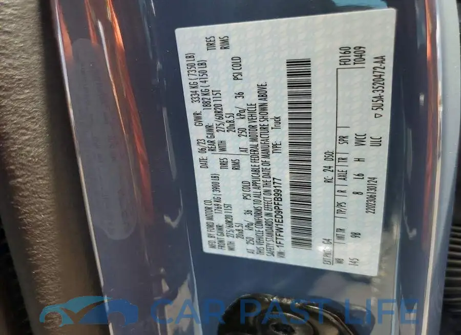 1FTFW1ED9PFB99177# 12