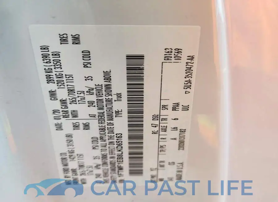 1FTMF1EB8LKD65163# 12