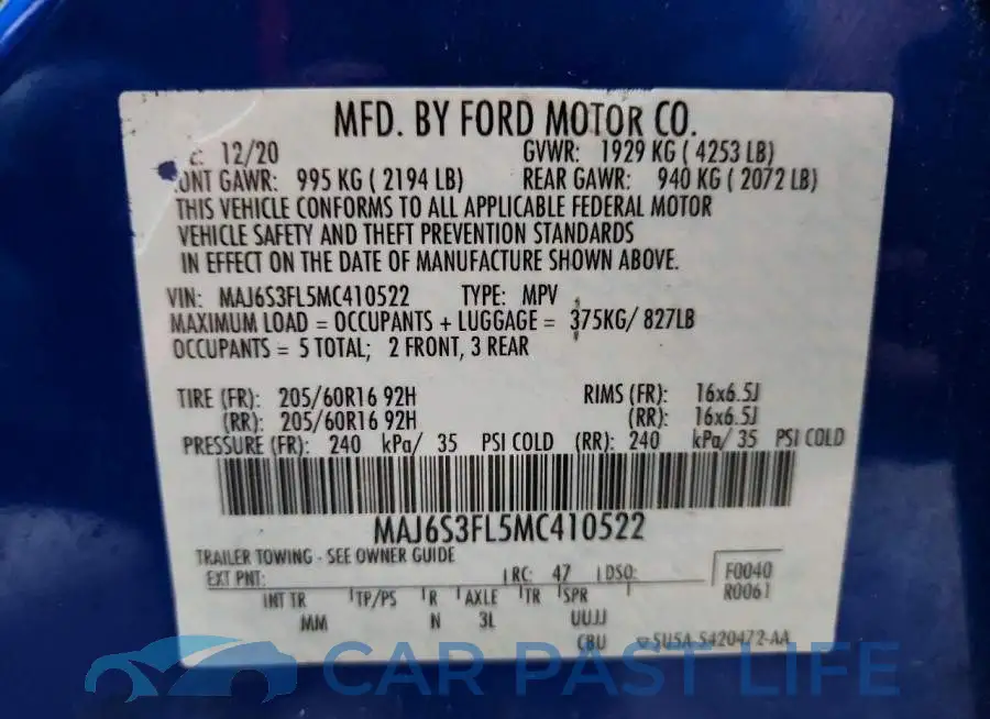 MAJ6S3FL5MC410522# 13