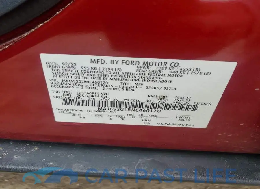 MAJ6S3GL8NC460170# 13