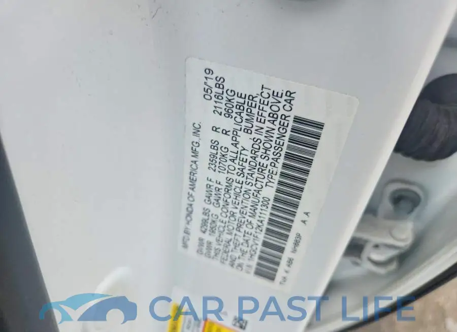 1HGCV1F12KA111300# 12
