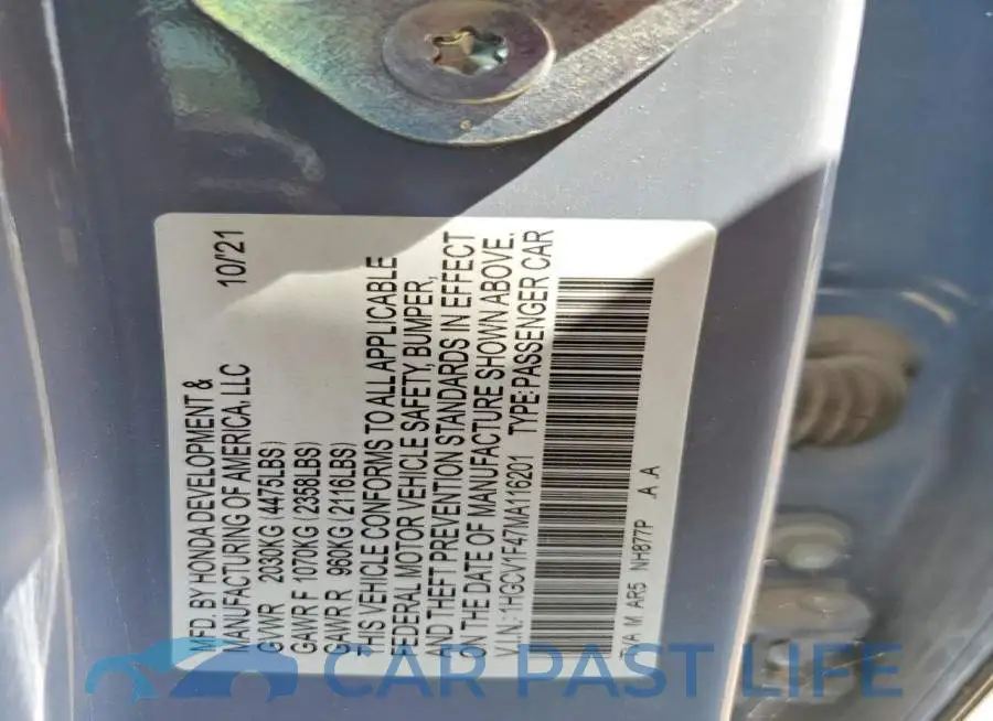1HGCV1F47MA116201# 13
