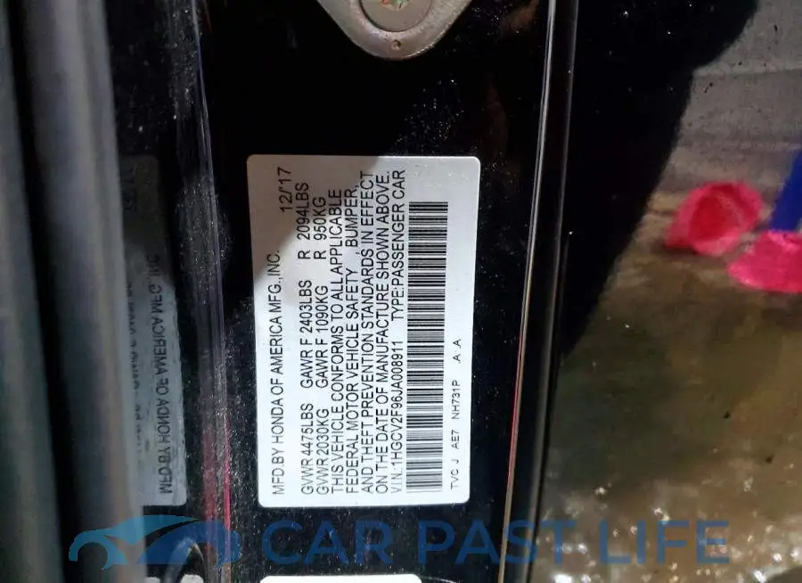1HGCV2F96JA008911# 12