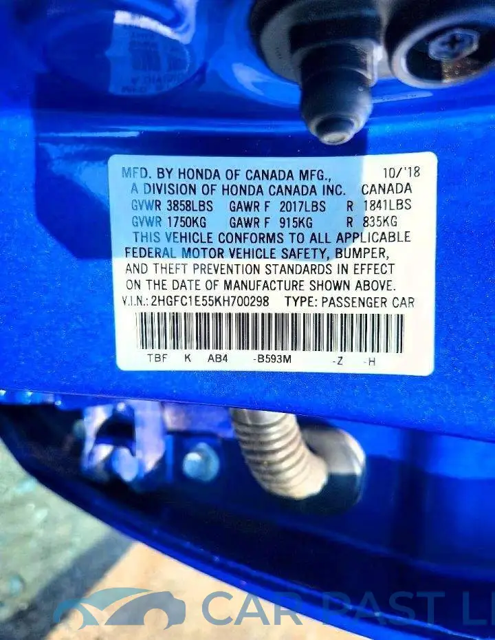 2HGFC1E55KH700298# 12