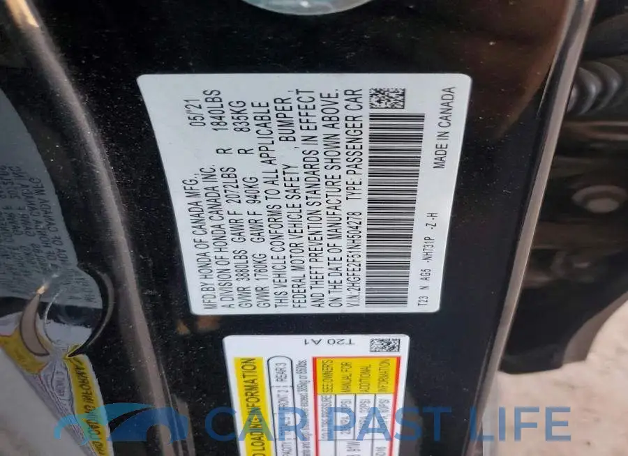 2HGFE2F51NH504278# 12