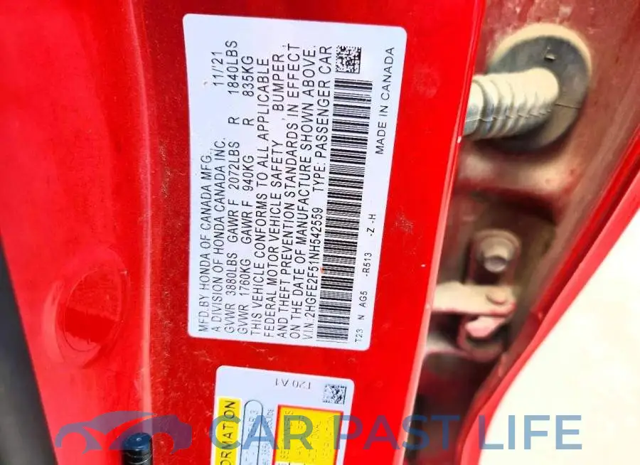 2HGFE2F51NH542559# 12