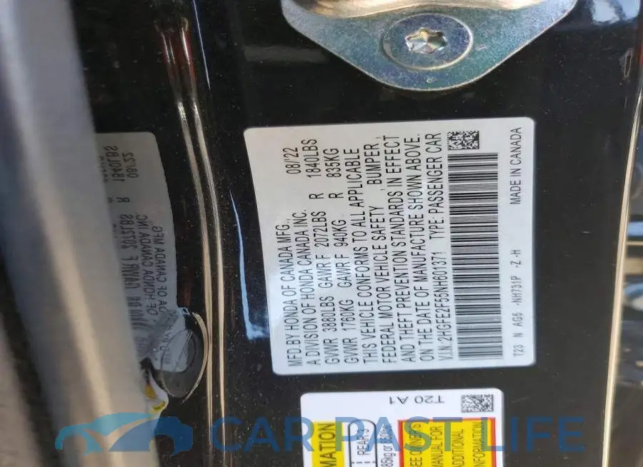 2HGFE2F55NH601371# 12