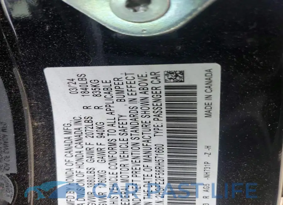 2HGFE2F56RH571660# 12