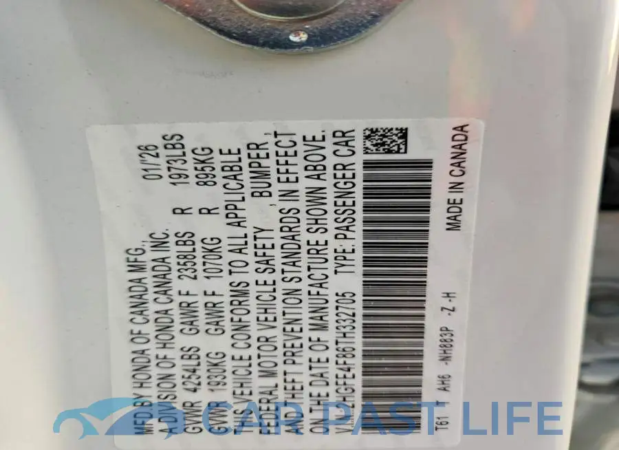 2HGFE4F86TH332705# 12