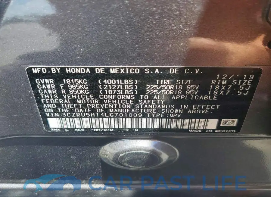 3CZRU5H14LG701009# 12
